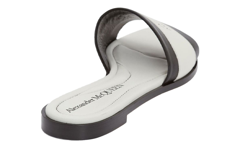 Shop (W) 알렉산더 맥퀸 시그니처 슬리퍼 (블랙/화이트) 651902WHZX11280