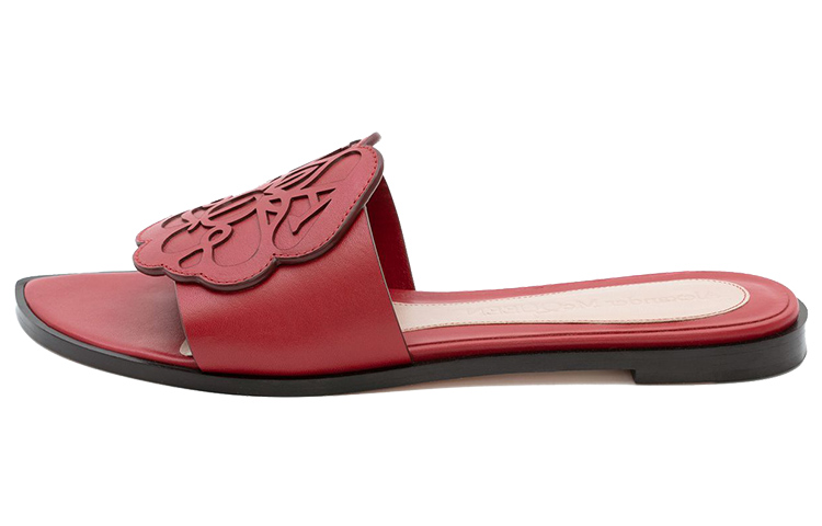 (Women) Alexander McQueen Signature Slides 'Calfskin Print Red' 611712WHYV06009