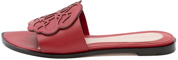(Women) Alexander McQueen Signature Slides 'Calfskin Print Red' 611712WHYV06009 (Women) Alexander McQueen Signature Slides 'Calfskin Print Red' 611712WHYV06009
