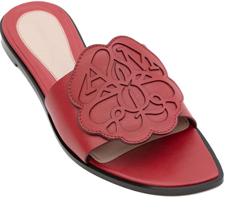 Alexander McQueen 紅色印花小牛皮女款拖鞋 Order Alexander McQueen 紅色印花小牛皮女款拖鞋