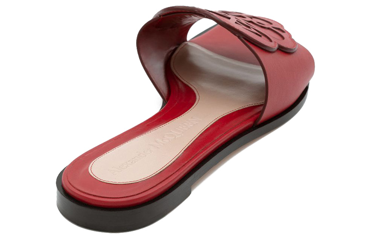 Lookbook Alexander McQueen 紅色印花小牛皮女款拖鞋