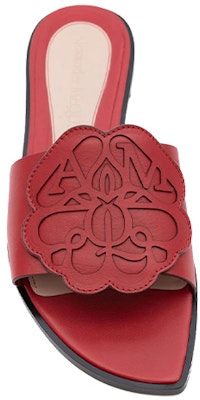 Alexander McQueen 紅色印花小牛皮女款拖鞋 Shop Alexander McQueen 紅色印花小牛皮女款拖鞋
