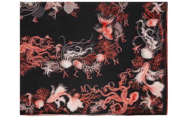 Order (W) 亞歷山大·麥昆 黑紅絲巾 6849973060Q1072