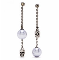 (Women) Alexander McQueen Silver Skull Drop Earrings with Mother-of-Pearl & Pearls 651156J160X4030 (Women) Alexander McQueen Silver Skull Drop Earrings with Mother-of-Pearl & Pearls 651156J160X4030