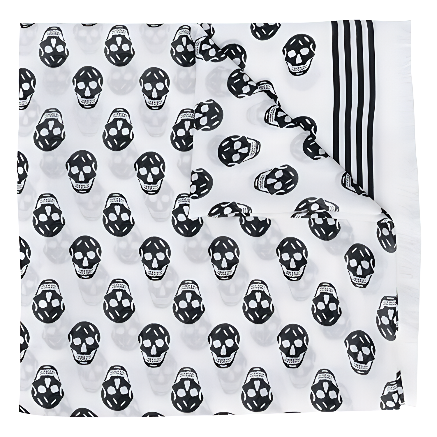 (Women) Alexander McQueen Skull Print Modal Wool Scarf White 590934-3418Q-9260 Limited Time Offer