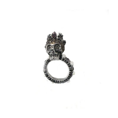 (Women) Alexander McQueen Skull Ring Silver Design. 553662-J160U-7288