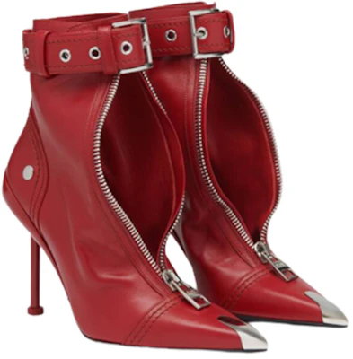 (W) Alexander McQueen Slash ''Rode Puntige Teen Enkelboot met Rits'' 768101WIDR46153 Order (W) Alexander McQueen Slash ''Rode Puntige Teen Enkelboot met Rits'' 768101WIDR46153