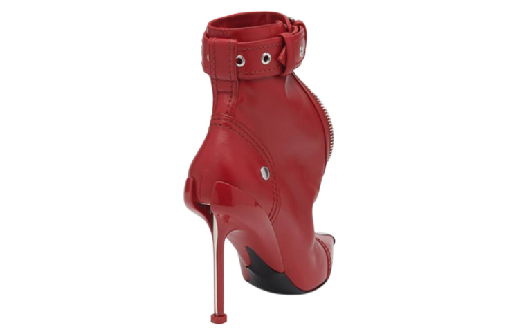 Shop (W) Alexander McQueen Slash ''Rode Puntige Teen Enkelboot met Rits'' 768101WIDR46153