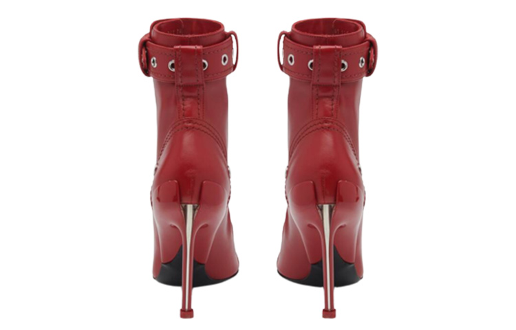 Purchase (W) Alexander McQueen Slash ''Rode Puntige Teen Enkelboot met Rits'' 768101WIDR46153