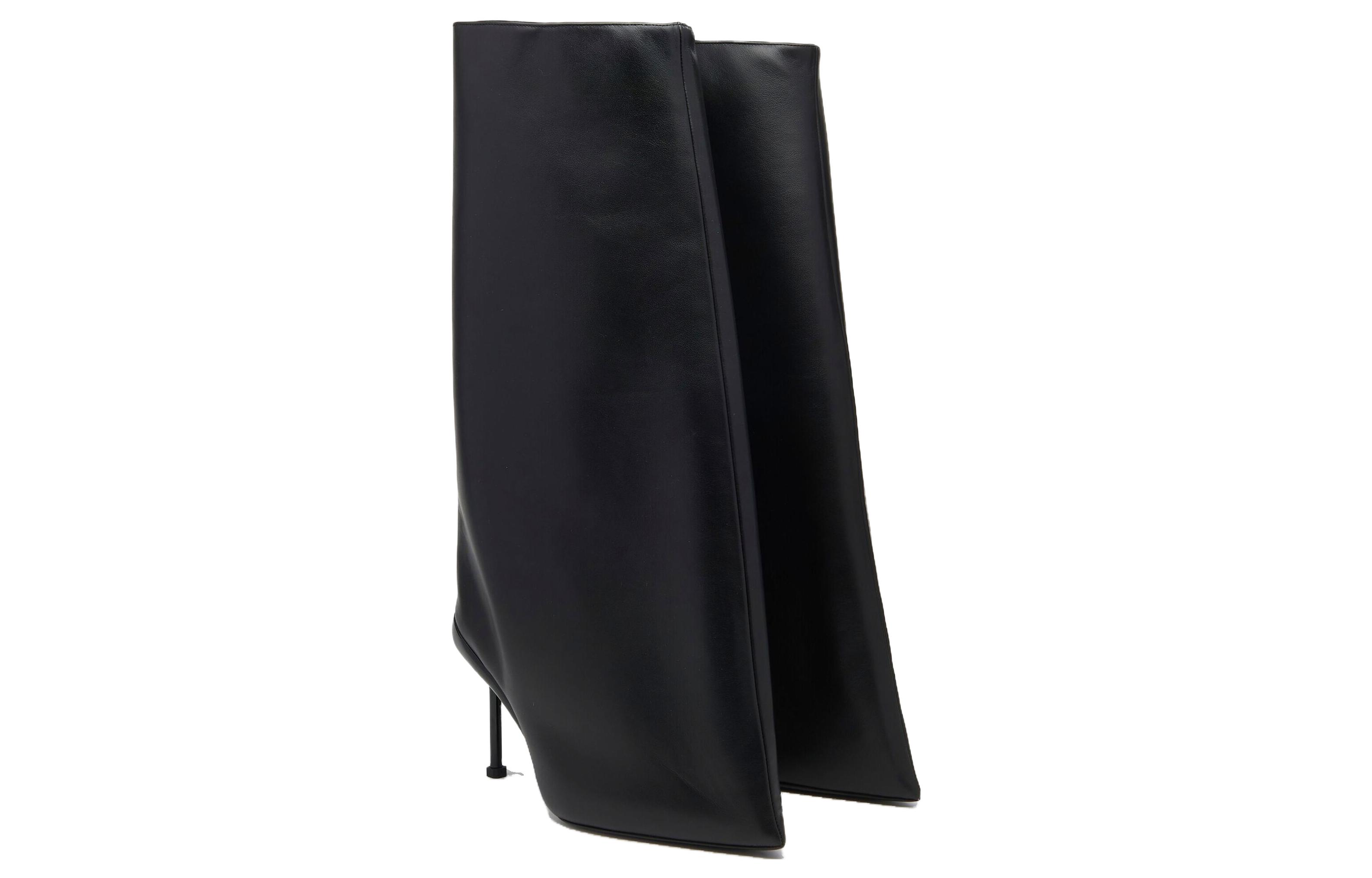 Lookbook (W) 亚历山大·麦昆黑色皮革斜切靴 768093WIEG11000