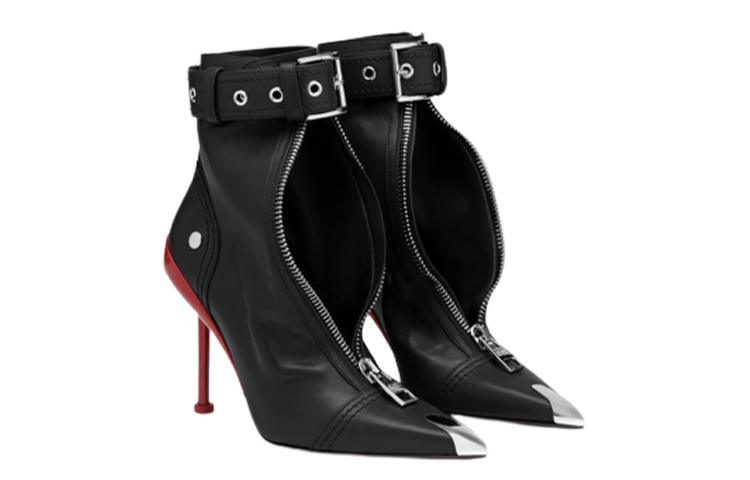 Order (W) Alexander McQueen Slash Leder Stiefeletten mit Reißverschluss ''Schwarz'' 768101WIDR41695