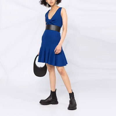 (W) Alexander McQueen Gaun Biru Tanpa Lengan dengan Ikatan & Leher Asimetrik 650272-Q1ASA-4087 Purchase (W) Alexander McQueen Gaun Biru Tanpa Lengan dengan Ikatan & Leher Asimetrik 650272-Q1ASA-4087