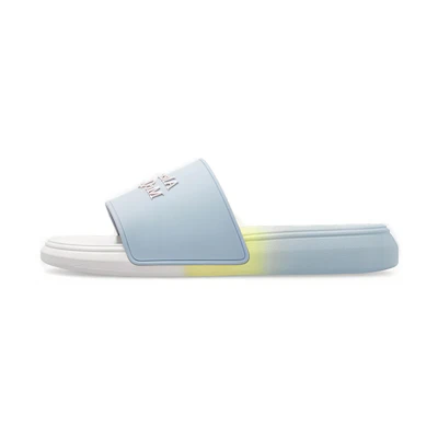 (W) Alexander McQueen Slide 'Blue Embossed Logo'