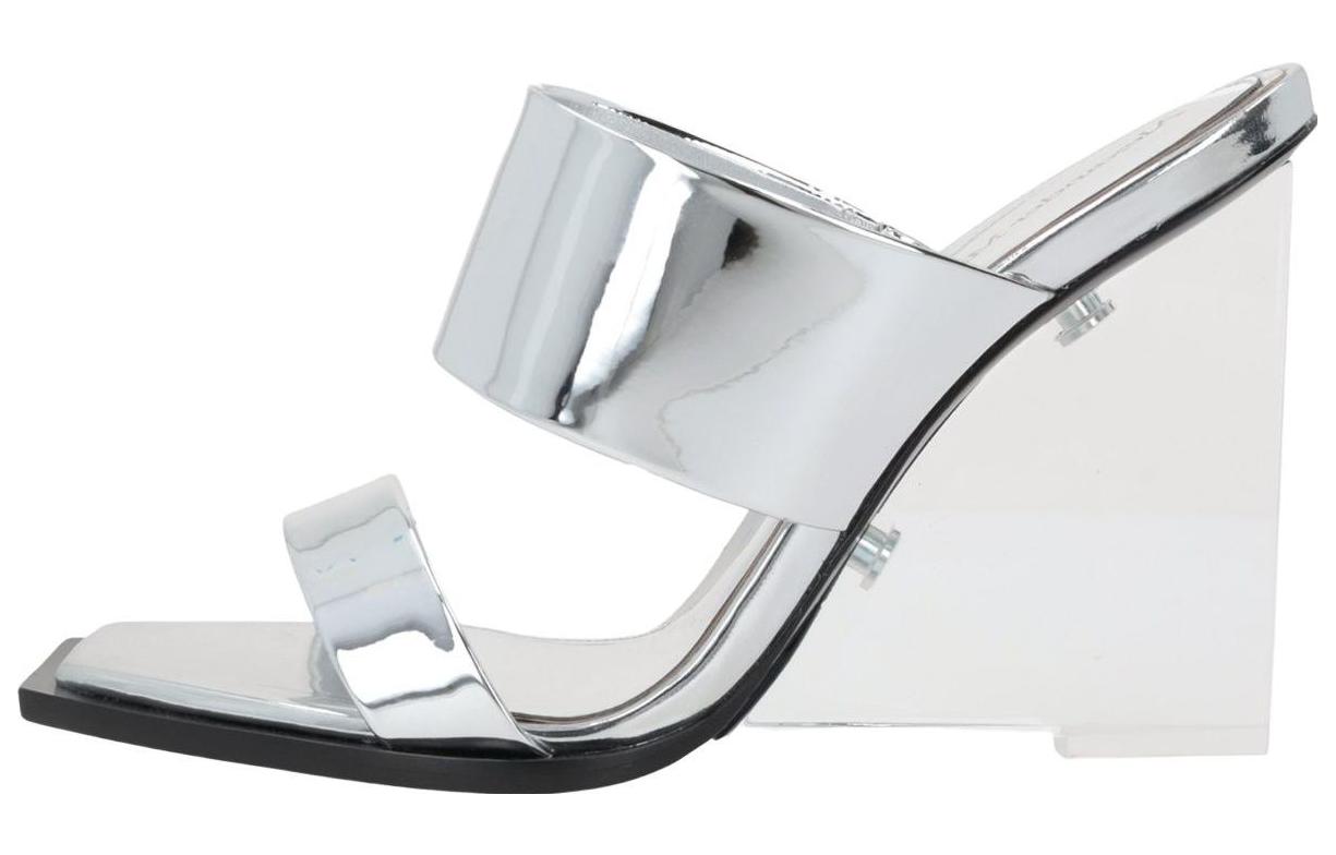 Buy (W) アレキサンダー・マックイーン シルバー ハイヒール スライド 747189W4WG08100