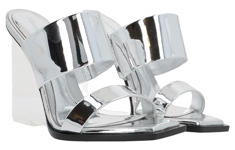 Lookbook (W) アレキサンダー・マックイーン シルバー ハイヒール スライド 747189W4WG08100