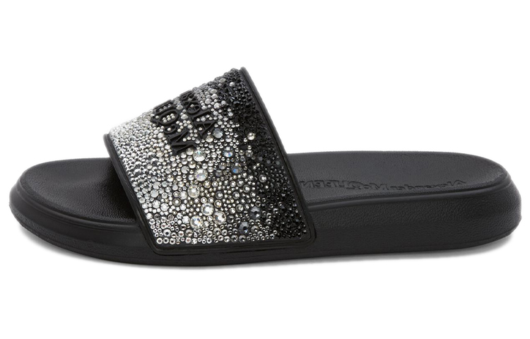 (W) Alexander McQueen Slider 'Degrade Strass Logo - Black'