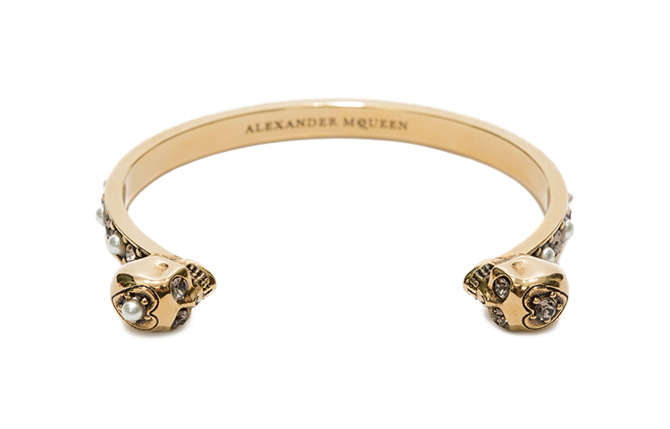 Order (W) 알렉산더 맥퀸 슬림 더블 스컬 팔찌 앤티크 골드 553653J160T7124