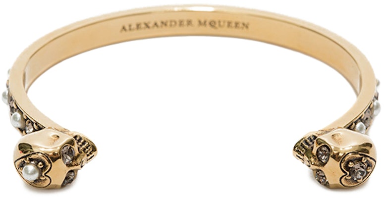 (W) 알렉산더 맥퀸 슬림 더블 스컬 팔찌 앤티크 골드 553653J160T7124 Order (W) 알렉산더 맥퀸 슬림 더블 스컬 팔찌 앤티크 골드 553653J160T7124