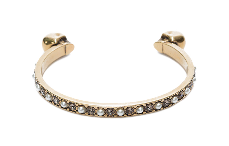 Lookbook (W) 알렉산더 맥퀸 슬림 더블 스컬 팔찌 앤티크 골드 553653J160T7124