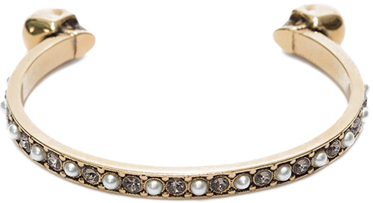 (W) 알렉산더 맥퀸 슬림 더블 스컬 팔찌 앤티크 골드 553653J160T7124 Lookbook (W) 알렉산더 맥퀸 슬림 더블 스컬 팔찌 앤티크 골드 553653J160T7124