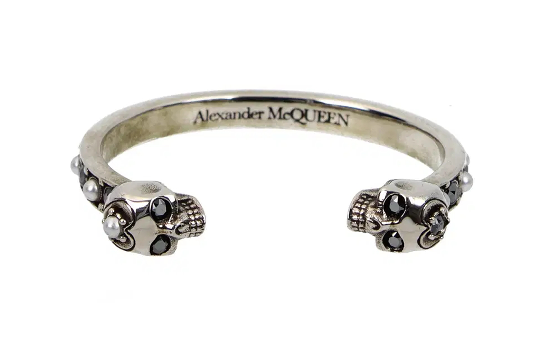 Order (W) Alexander McQueen 雙骷髏黃銅手鐲 復古銀 553653J160Y1328