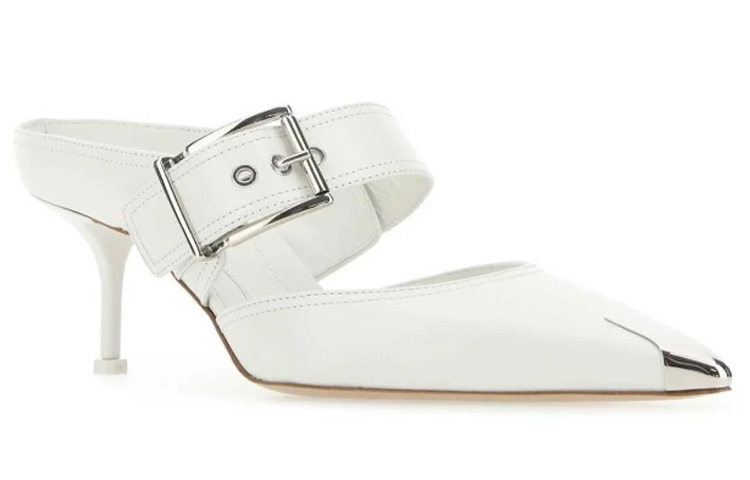 Order (W) Alexander McQueen Talons Slip-On ''Punk Buckle Blanc'' 709993WHSWD9359