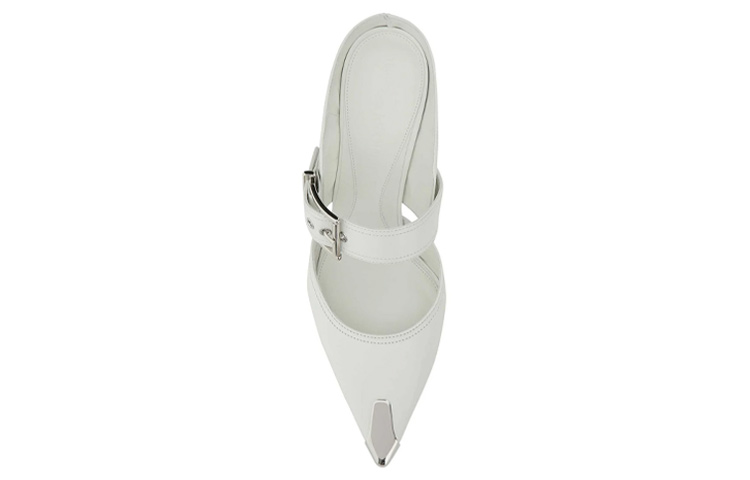 Shop (W) Alexander McQueen Talons Slip-On ''Punk Buckle Blanc'' 709993WHSWD9359