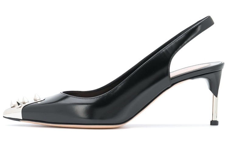 (Women) Alexander McQueen Slip-On Open Heel Sandal 'Black Calfskin' 633502WHV7B1081