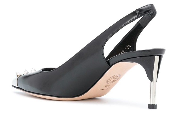 Lookbook (W) 알렉산더 맥퀸 슬립온 오픈힐 샌들 (블랙) 633502WHV7B1081