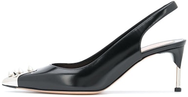 (Women) Alexander McQueen Slip-On Open Heel Sandal 'Black Calfskin' 633502WHV7B1081 (Women) Alexander McQueen Slip-On Open Heel Sandal 'Black Calfskin' 633502WHV7B1081