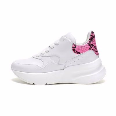 (W) Alexander McQueen Oversized Snake Print RNNR Sneakers 'White Pink'