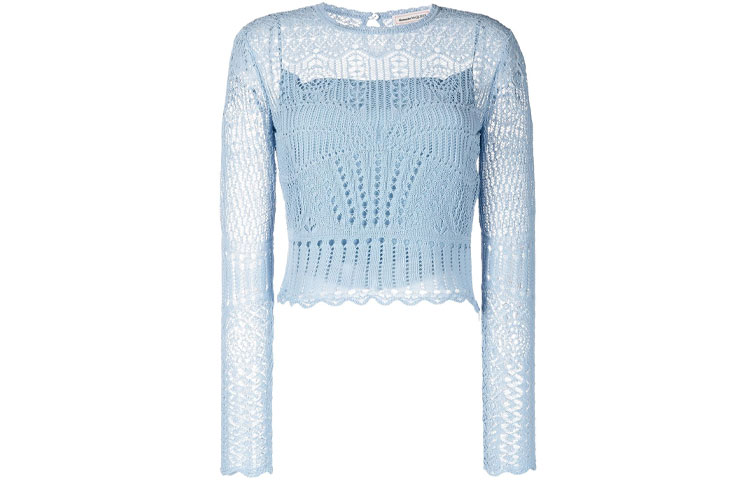 Order (W) Alexander McQueen 合身網眼針織長袖短版上衣 650278-Q1ASD-4079