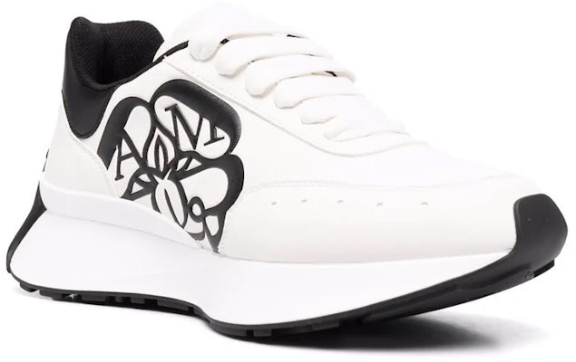 (W) Alexander McQueen Sprint Runner Sneakers Kulit 'Putih Hitam' 691039WIC959061 Order (W) Alexander McQueen Sprint Runner Sneakers Kulit 'Putih Hitam' 691039WIC959061