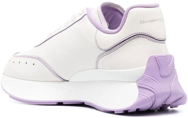 Alexander McQueen亞歷山大麥昆 Sprint Runner 皮革 繫帶圓頭 低筒 運動休閒鞋 女款 白紫色 Shop Alexander McQueen亞歷山大麥昆 Sprint Runner 皮革 繫帶圓頭 低筒 運動休閒鞋 女款 白紫色