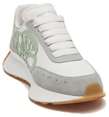(W) Alexander McQueen Sprint Runner Grijs ''Groen'' Sneakers 719166WIDNB8722 Order (W) Alexander McQueen Sprint Runner Grijs ''Groen'' Sneakers 719166WIDNB8722
