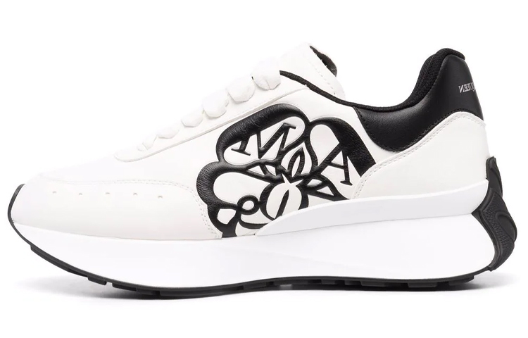 (Women) Alexander McQueen Sprint Runner Lace-Up Sneakers 'White Black' 691039WIC959061