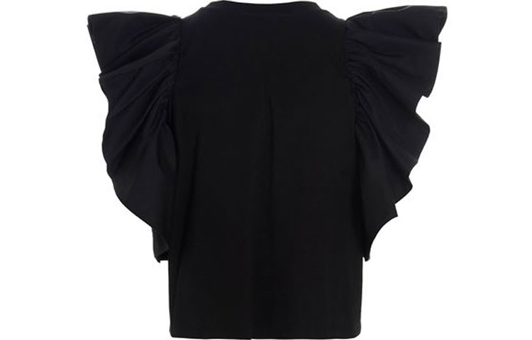 Lookbook (W) Alexander McQueen SS21 黑色針織荷葉袖T恤 646792-QLAAA-1000