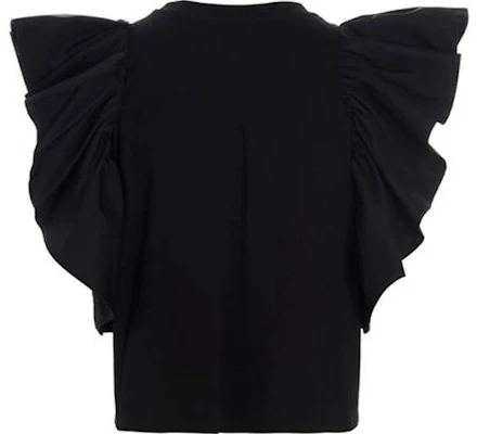 (W) Alexander McQueen SS21 黑色針織荷葉袖T恤 646792-QLAAA-1000 Lookbook (W) Alexander McQueen SS21 黑色針織荷葉袖T恤 646792-QLAAA-1000