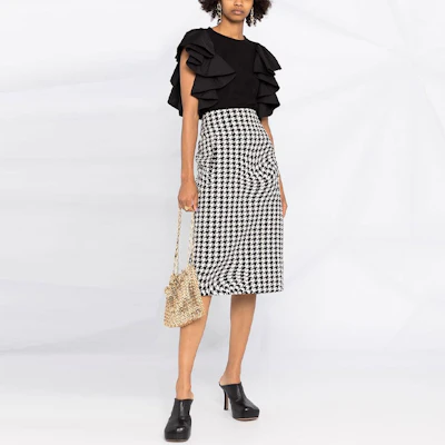 (W) Alexander McQueen SS21 黑色針織荷葉袖T恤 646792-QLAAA-1000 Shop (W) Alexander McQueen SS21 黑色針織荷葉袖T恤 646792-QLAAA-1000