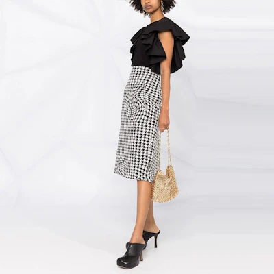 (W) Alexander McQueen SS21 黑色針織荷葉袖T恤 646792-QLAAA-1000 Details for (W) Alexander McQueen SS21 黑色針織荷葉袖T恤 646792-QLAAA-1000