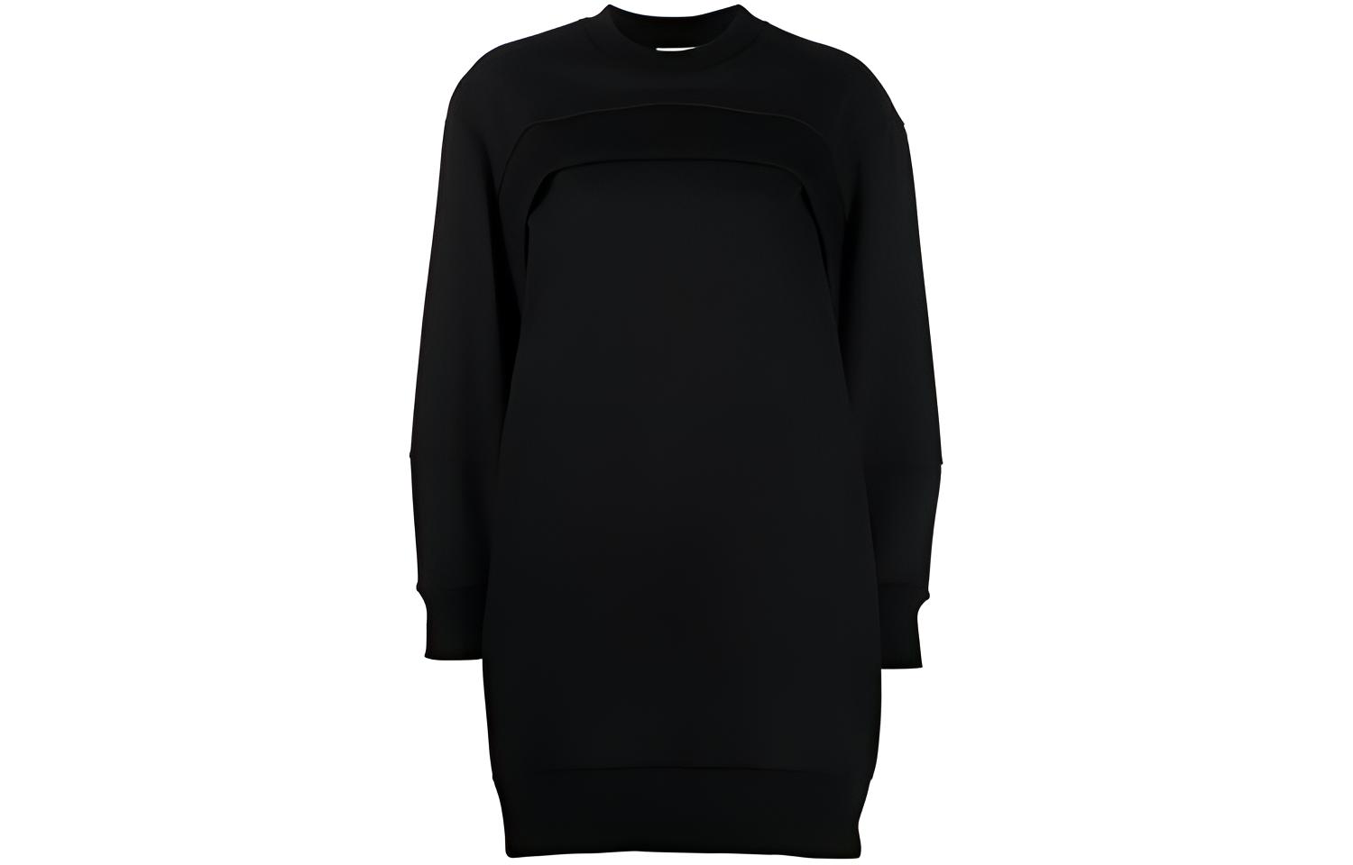 (Women) Alexander McQueen SS21 Black Logo Sweatshirt Style Long Sleeve Dress 657556-QLAA9-1000
