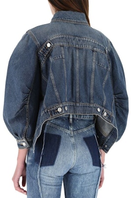 (Women) Alexander McQueen SS21 Blue Denim Short Jacket with Multiple Pockets. 657828QMABC-4090 Purchase (Women) Alexander McQueen SS21 Blue Denim Short Jacket with Multiple Pockets. 657828QMABC-4090