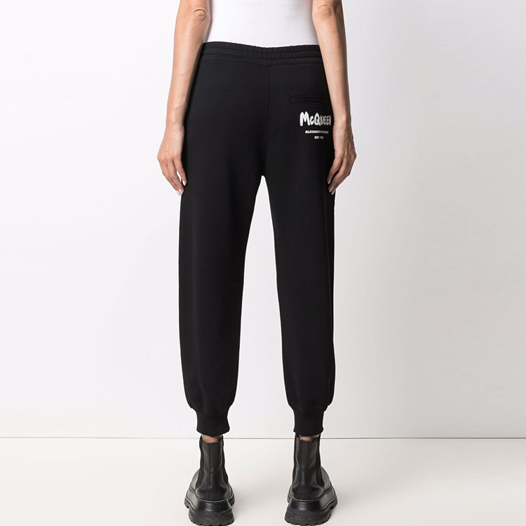 Purchase (Women) Alexander McQueen SS21 Logo Letter Women’s Knit Sweatpants Black. 658545-QZADI-0520