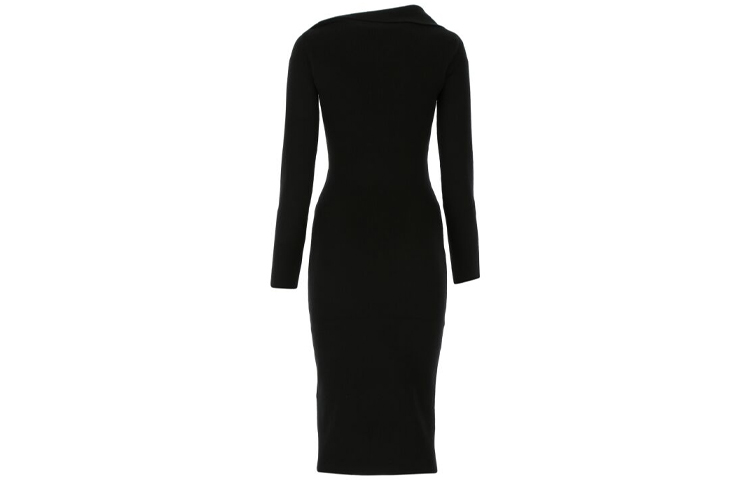 Lookbook (W) Alexander McQueen SS21 Slim-Fit Lengan Panjang Dress Hitam 650269Q1AR9-1000