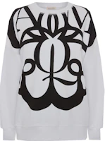(Women) Alexander McQueen SS21 White Letter Print Long Sleeve Crewneck Sweatshirt 659990-QZADB-0900 (Women) Alexander McQueen SS21 White Letter Print Long Sleeve Crewneck Sweatshirt 659990-QZADB-0900