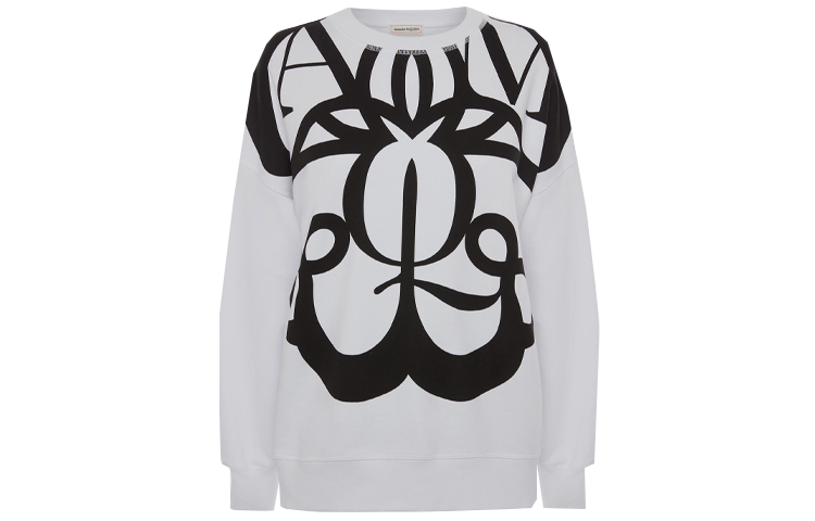 Order (W) Alexander McQueen SS21 白色字母印花長袖圓領衛衣 659990-QZADB-0900