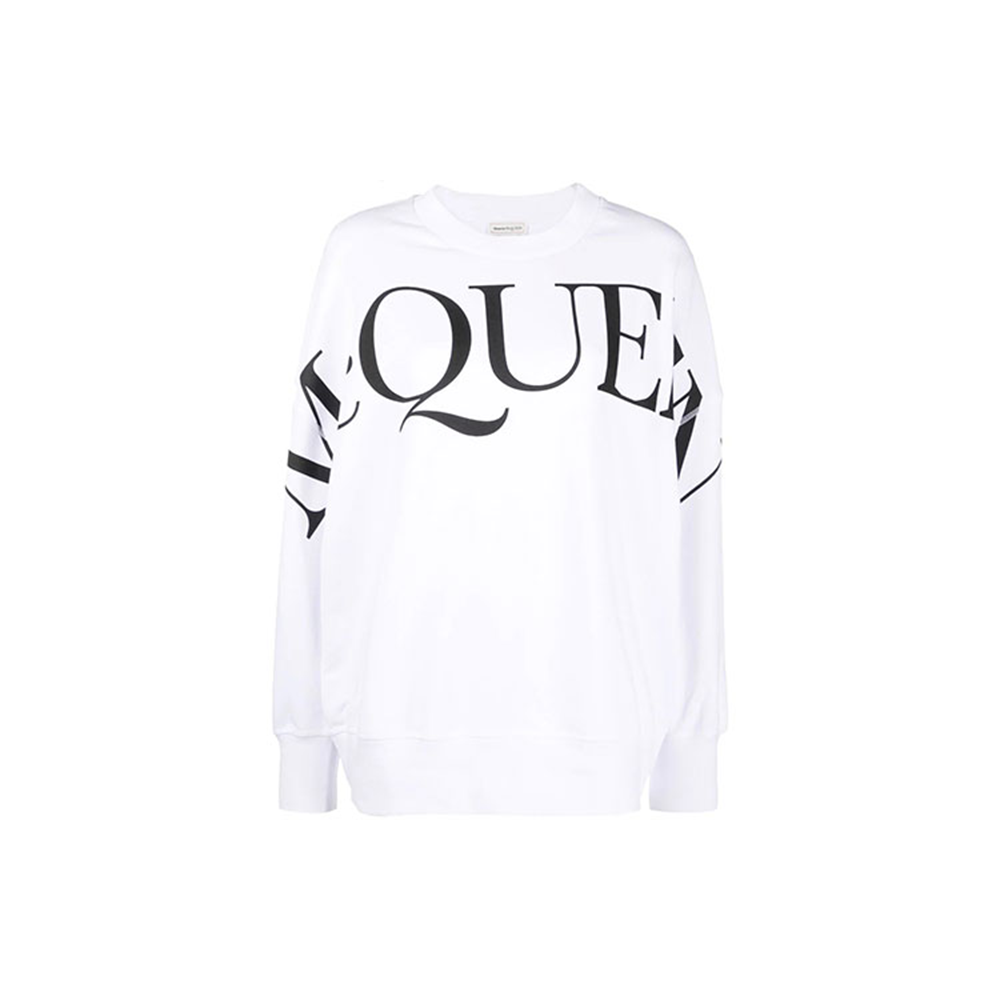 (Women) Alexander McQueen SS22  Big Logo Print Crewneck Sweatshirt White 709082QZAGD0909