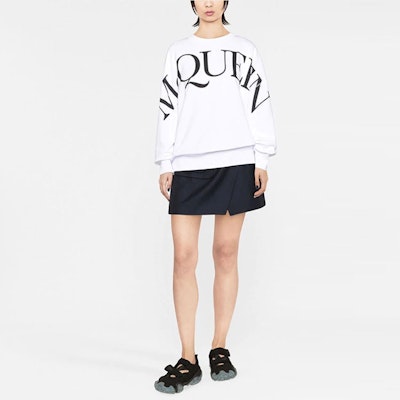 (Women) Alexander McQueen SS22 Big Logo Print Crewneck Sweatshirt White 709082QZAGD0909 Lookbook (Women) Alexander McQueen SS22 Big Logo Print Crewneck Sweatshirt White 709082QZAGD0909
