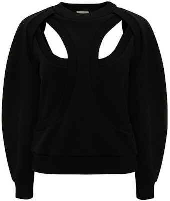 (Women) Alexander McQueen SS22 Black Solid Color Cutout Sweatshirt 685567QLAA81000 Order (Women) Alexander McQueen SS22 Black Solid Color Cutout Sweatshirt 685567QLAA81000