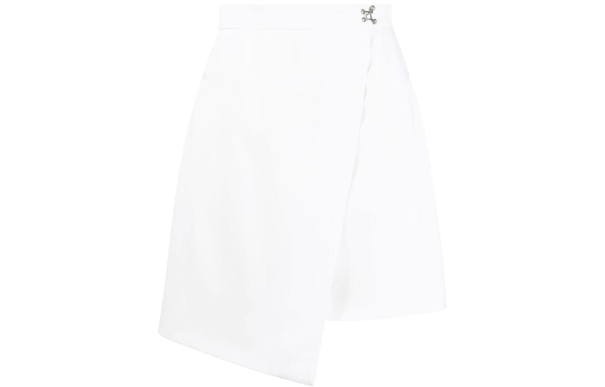 (Women) Alexander McQueen SS22  High-Waist Asymmetric Wrap A-Line Skirt White 710515-QJAAC-9016